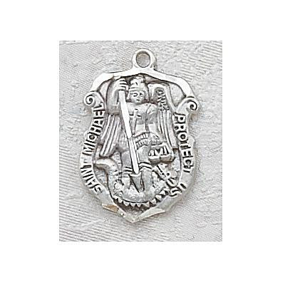 Sterling Silver St. Michael Medal on 18" Chain