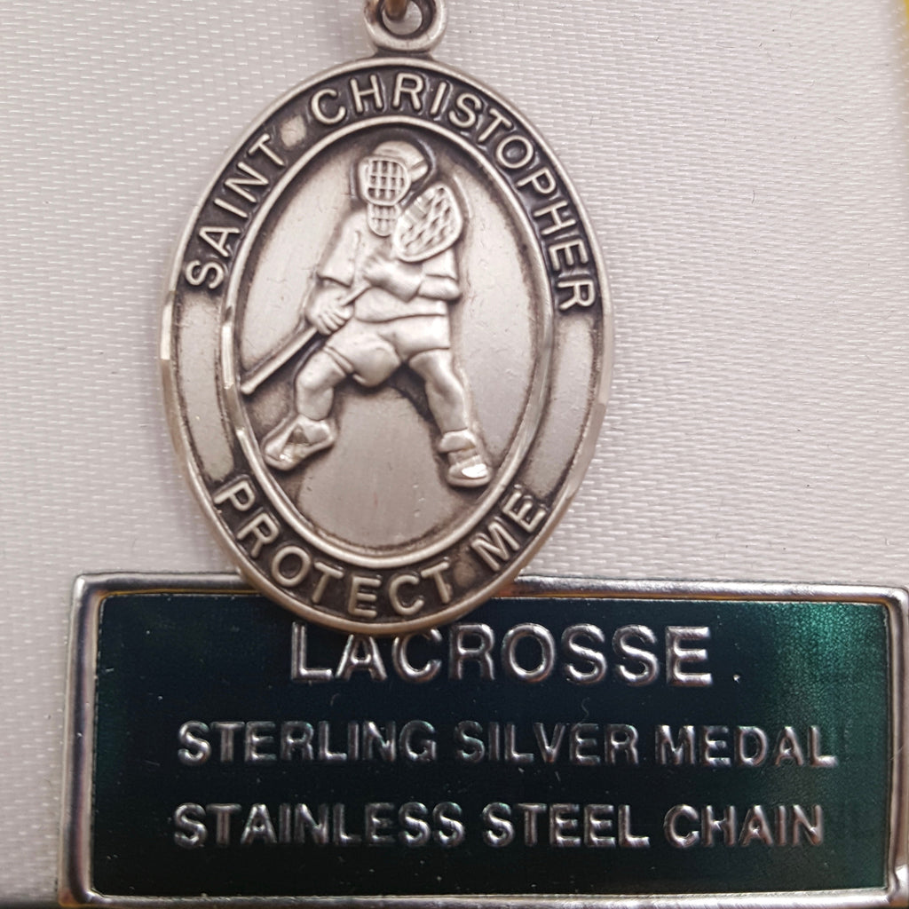 Sterling St Christopher Lacrosse Sports Medal