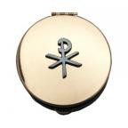 Small Polished Brass Pyx with Chi-Rho