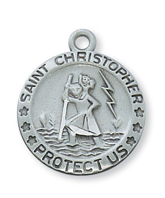 Pewter St. Christopher Medal On 18" Chain