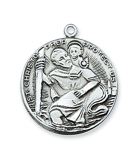 Pewter St. Christopher Medal On 24" Chain