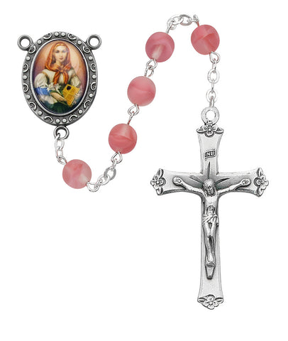 7MM Pink St Dymphna Rosary
