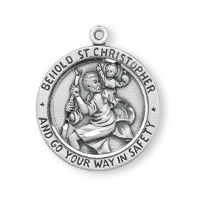 St Christopher Round Sterling Silver Medal