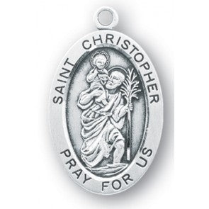 Saint Christopher Oval Sterling Silver Medal