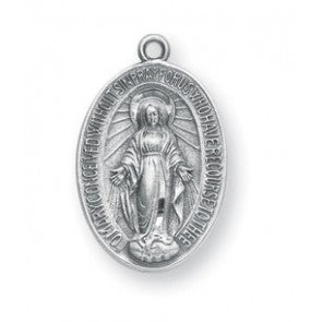 Sterling Silver Oval Miraculous Medal w/18" Chain