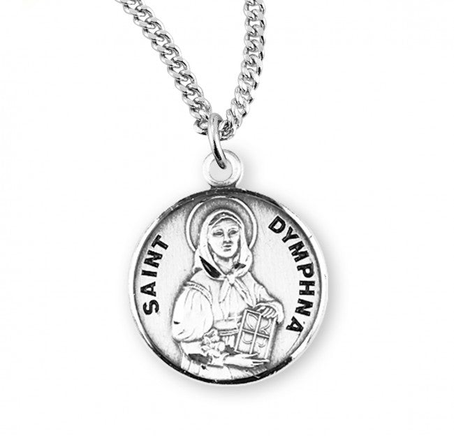 St Dymphna Round Sterling Silver Medal