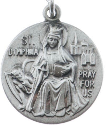 Sterling Silver St Dymphna Round Medal