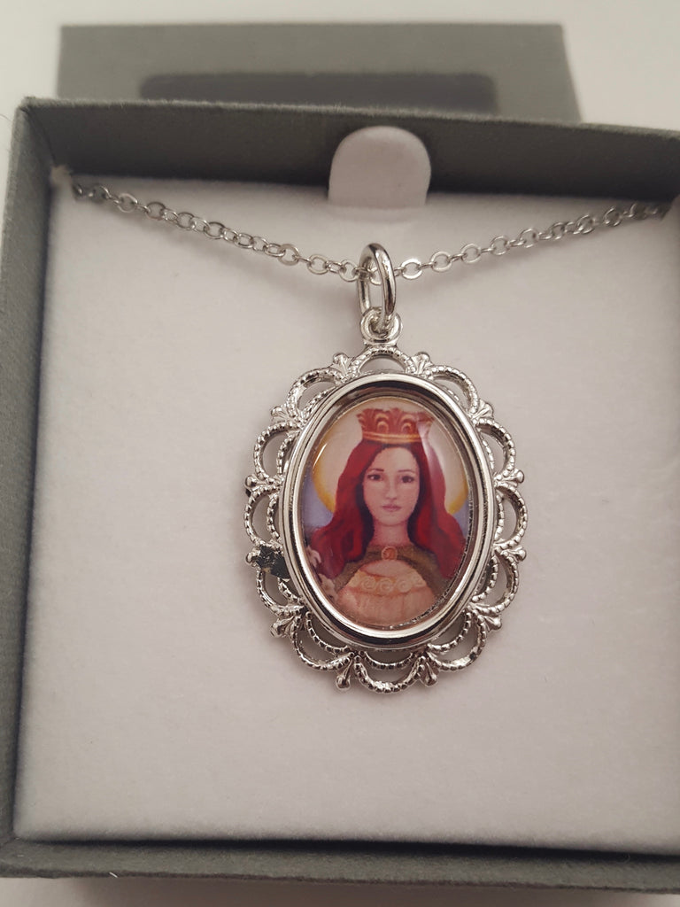 St. Dymphna Necklace - Silver-plated.
