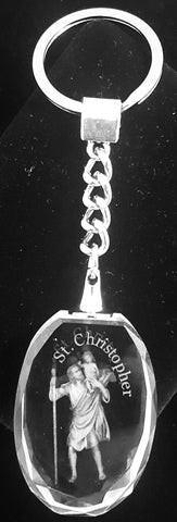 St Christopher Etched Glass Keychain