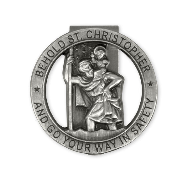 St Christopher Round Auto Visor Clip