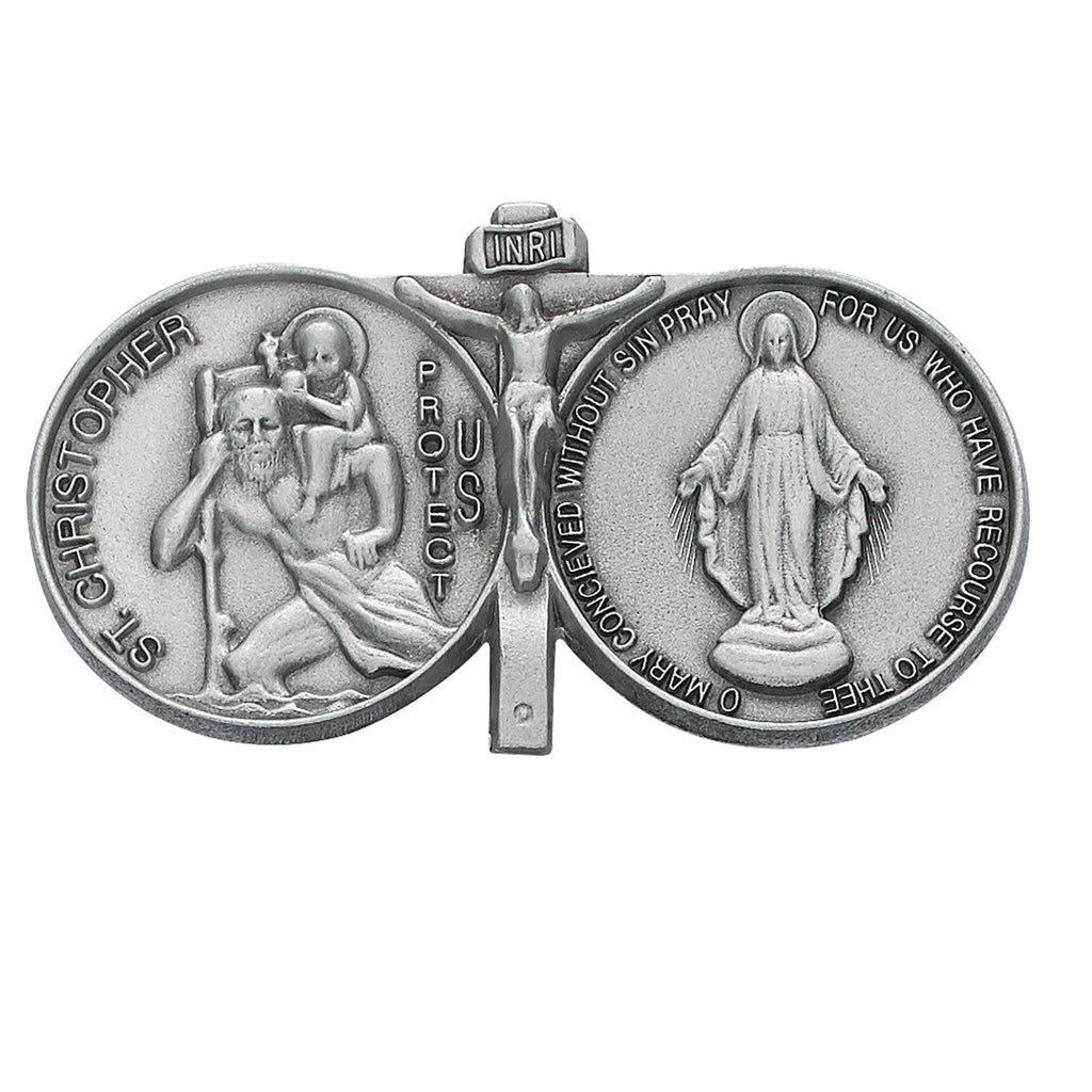 St Christopher/Miraculous Medal Visor Clip