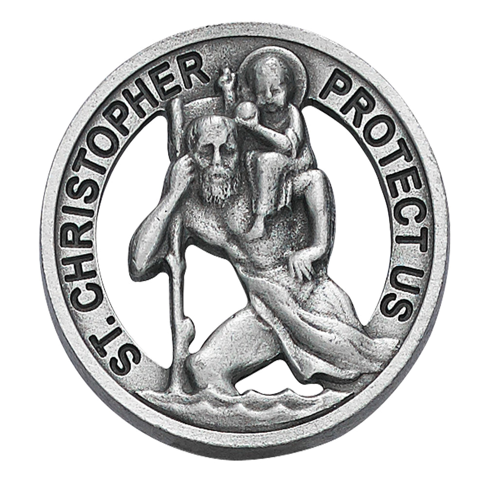 Pewter Round St Christopher Visor Clip