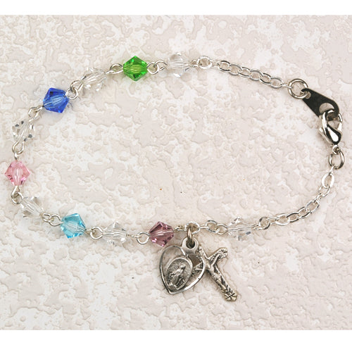6 1/2" 5mm Multicolor Crystal Rosary Bracelet