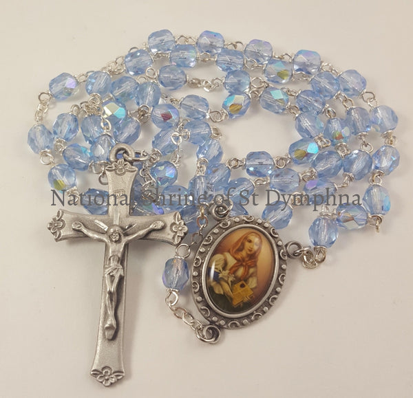 Deluxe Crucifix Rosary With St. Dymphna Center. Rosaries Chaplets And Cases