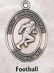 Sterling St. Christopher Football Sports Medal with 24" Stainless Chain