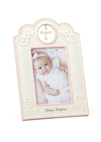 Pink Baby's Baptism Frame