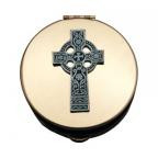 Small Polished Brass Pyx with Celtic Cross