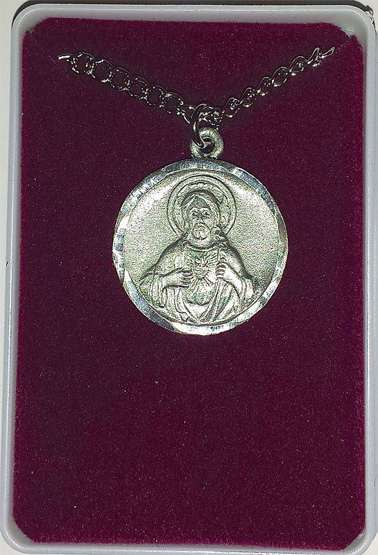 Pewter Scapular Medal with 24” Chain