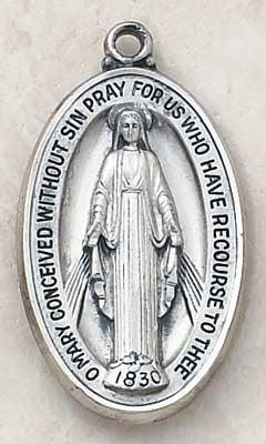 Sterling Miraculous Medal with 24" Chain